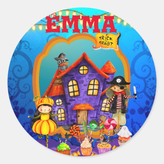 Fijne Halloween kostuum kinder feestviering Ronde Sticker (Voorkant)