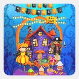 Fijne Halloween kostuum kinder feestviering Vierkante Sticker