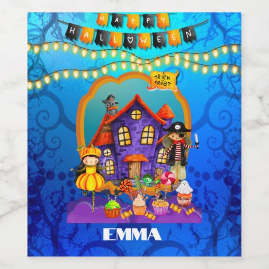 Fijne Halloween kostuum kinder feestviering Wijn Etiket (Enkel label)
