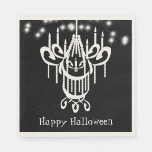 Fijne Halloween Kroonluchter Zwart en Wit Servet