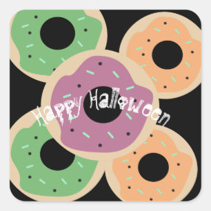 Fijne Halloween Lekkere Donuts Feest Favor Vierkante Sticker
