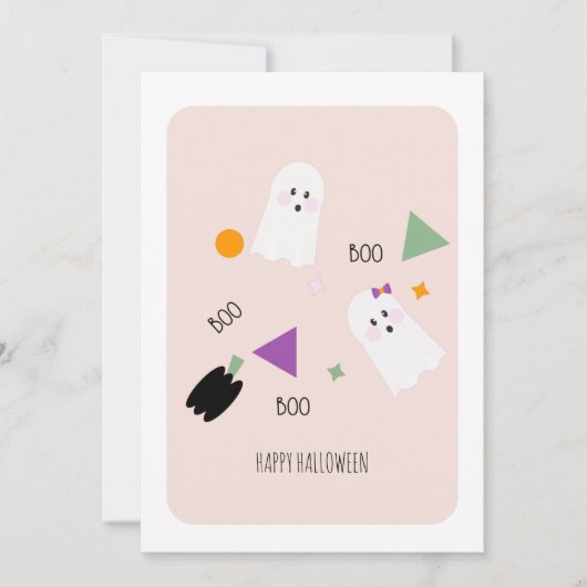Fijne Halloween Leuke Geest Spikkels Kaart (Voorkant)