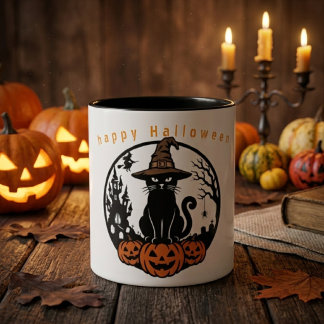 Fijne Halloween Leuke Griezelen Pompoen Koffiemok Tweekleurige Koffiemok