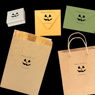 Fijne Halloween Leuke Pompoen Gezicht Persoonlijk Rubberstempel