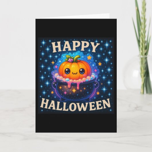 Fijne Halloween Leuke Pompoen Ketel Kaart (Voorkant)