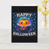 Fijne Halloween Leuke Pompoen Ketel Kaart (Gele Bloem)