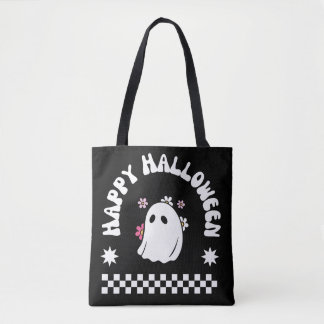 Fijne Halloween Lieve Geest | Kawaii Bloemige Gees Tote Bag