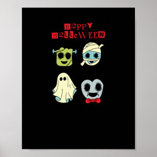 Fijne Halloween Lieve Monsters Zwarte muurposter Poster