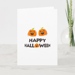 Fijne Halloween met 2 schattige lachende pompoenen Kaart
