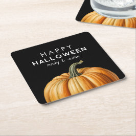 Fijne Halloween met grote pompoen Kartonnen Onderzetters