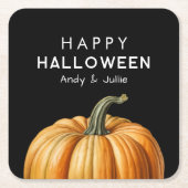 Fijne Halloween met grote pompoen Kartonnen Onderzetters (Voorkant)