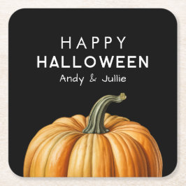 Fijne Halloween met grote pompoen Kartonnen Onderzetters