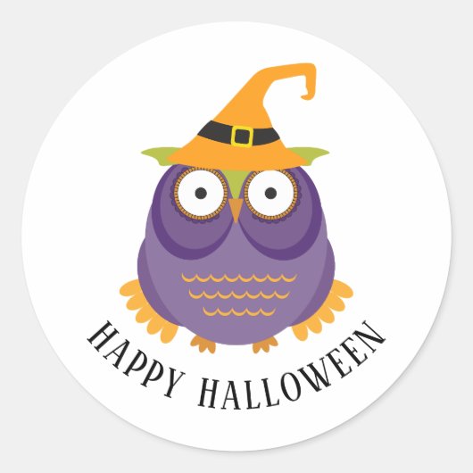 Fijne Halloween. Owl. Trick or treat. dierlijk Ronde Sticker (Voorkant)