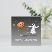 Fijne Halloween Pompoen en Geest Kaart (Staand voorkant)