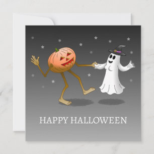 Fijne Halloween Pompoen en Geest Kaart