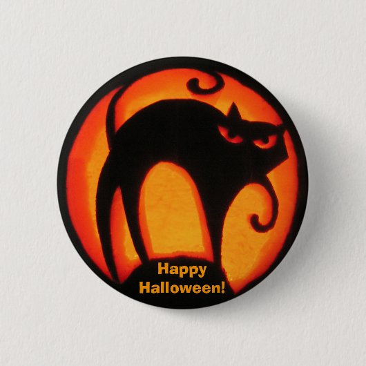 Fijne Halloween Scary Cat. Knoop Ronde Button 5,7 Cm (Voorkant)