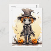 Fijne Halloween | Schattigee vogelverschrikker Briefkaart (Voorkant / Achterkant)