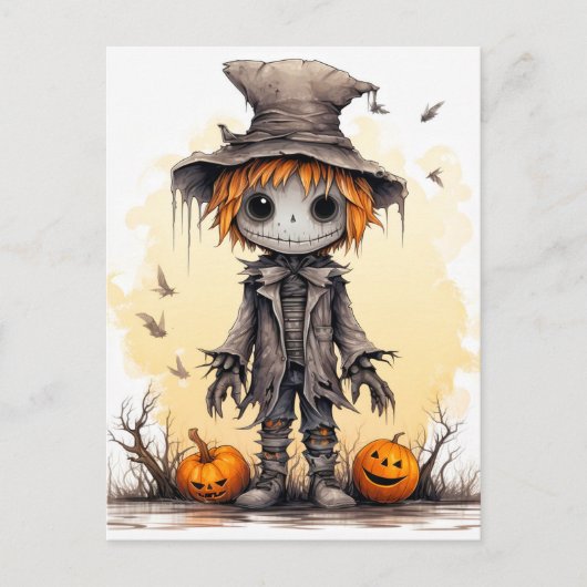 Fijne Halloween | Schattigee vogelverschrikker Briefkaart (Voorkant)