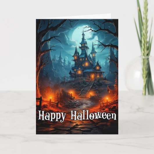 Fijne Halloween | Sinister Old Haunted Mansion Kaart (Voorkant)