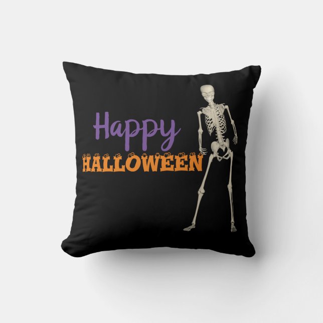 Fijne Halloween Skelet Decoratie Kussen (Voorkant)