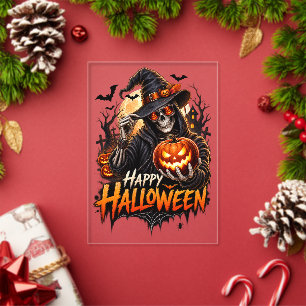 Fijne Halloween Skelet Pompoen Geschenk voor Manne Acryl Uitnodigingen