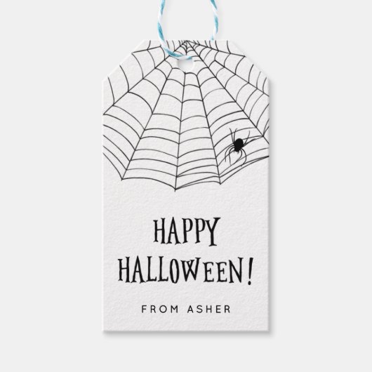 Fijne Halloween Spinnenweb Cadeaubijschrift Cadeaulabel (Voorkant)
