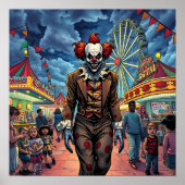 Fijne Halloween | Spooky Clown tijdens carnaval Poster (Voorkant)