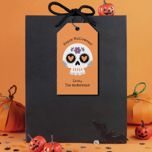Fijne Halloween Suiker Schedel Cadeautags Cadeaulabel