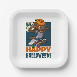 Fijne Halloween! Trick or treat Little Werewolf Papieren Bordje
