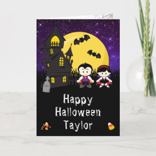 Fijne Halloween Vampiers Paars Kaart