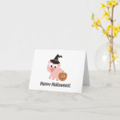 Fijne Halloween! Witte varken Kaart (Gele Bloem)