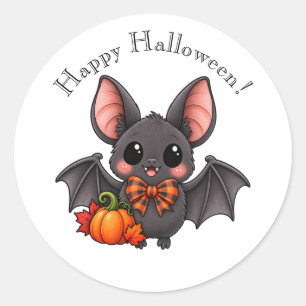 Fijne Halloween Zacht Vleermuis en Pompoen Ronde S Sticker