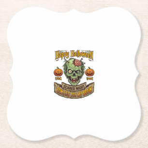 Fijne Halloween Zombies Aten Hersenen Zombie Hoofd Kartonnen Onderzetters