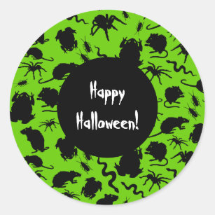 Fijne Halloween! Zwart Creepy Crawlies Rat Pattern Ronde Sticker