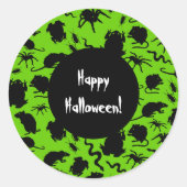 Fijne Halloween! Zwart Creepy Crawlies Rat Pattern Ronde Sticker (Voorkant)