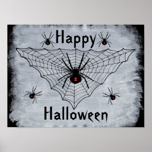 Fijne Halloween Zwarte Weduwe Spin Web Poster