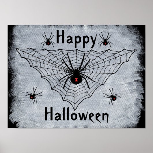 Fijne Halloween Zwarte Weduwe Spin Web Poster (Voorkant)