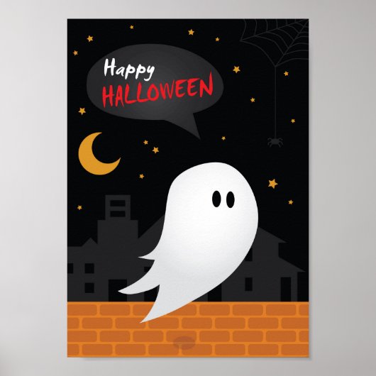 Fijne halve cartoon spooknacht poster (Voorkant)