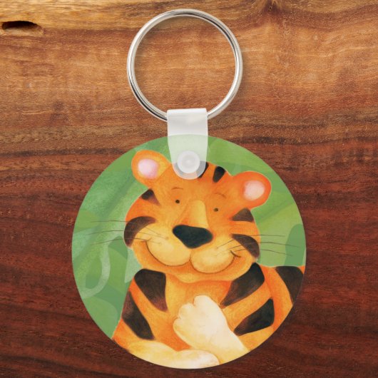 Fijne handige whimsy-tijgerdierentuin sleutelhanger (Voorkant)