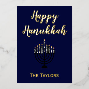Fijne Hanukka Menora  Folie Feestdagenkaart