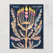 Fijne Hanukkah Botanische Menorah vakantie Briefkaart (Voorkant)