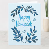 Fijne Hanukkah Botanische Waterverf Moderne Vakant Kaart (Voorkant)