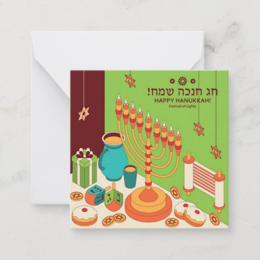 Fijne Hanukkah Notitiekaartje (Voorkant)