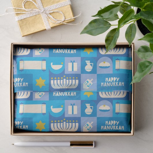 Fijne Hanukkah Papercut Grid Tissuepapier (Geschenk)