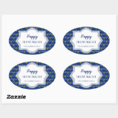 Fijne Hanukkah Waterverf Davidsterren Ovale Sticker (Vel)
