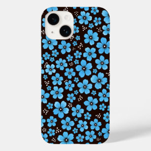 Fijne Hemelblauwe Bloem Chintz Patroon Zwart iPhon Case-Mate iPhone 14 Hoesje