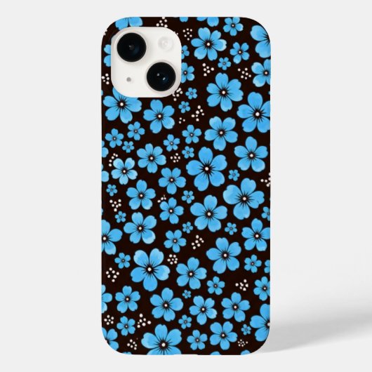 Fijne Hemelblauwe Bloem Chintz Patroon Zwart iPhon Case-Mate iPhone Case (Achterkant)