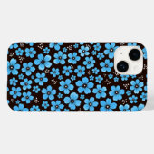 Fijne Hemelblauwe Bloem Chintz Patroon Zwart iPhon Case-Mate iPhone Case (Achterkant (horizontaal))