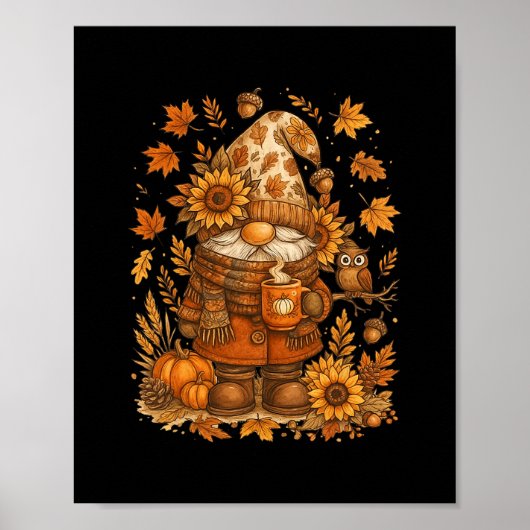 Fijne Herfst Allemaal Kabouter Pompoen Herfst Dank Poster (Voorkant)