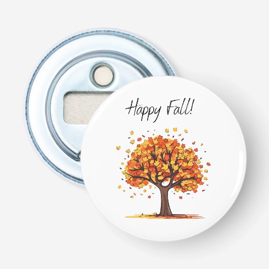 Fijne herfst! button flesopener (Voorkant)
